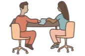 Man and Woman speaks on the desk