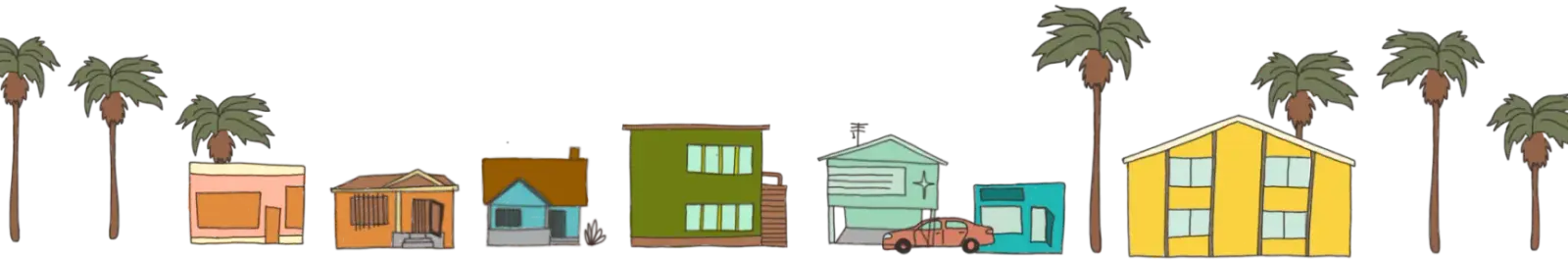 Houses with palm trees